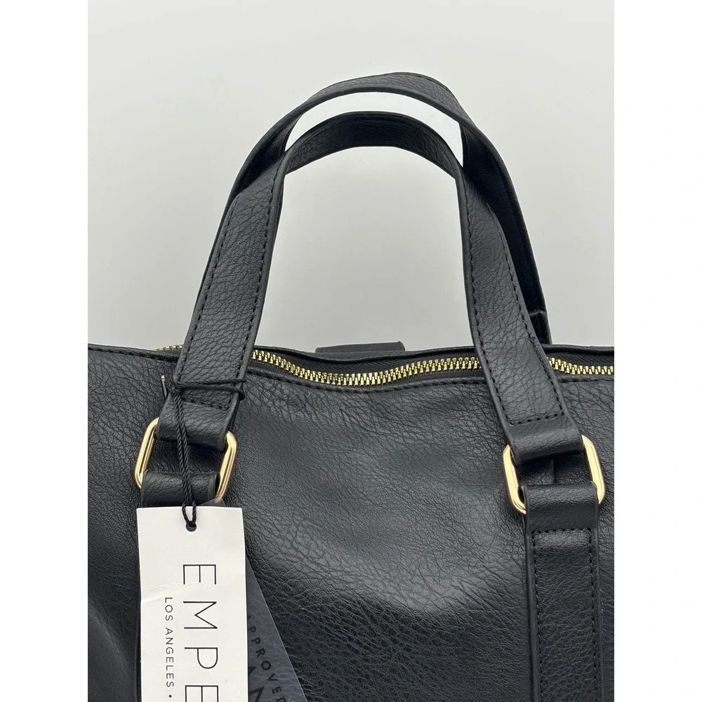 EMPERIA LOS ANGELES Black Vegan Leather Handbag NEW Bag Backpack Satchel Large
